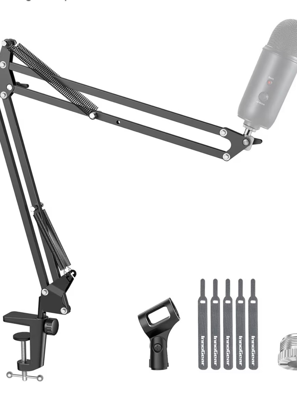 InnoGear Adjustable Black Studio Arm Stand with Clamp for Microphones